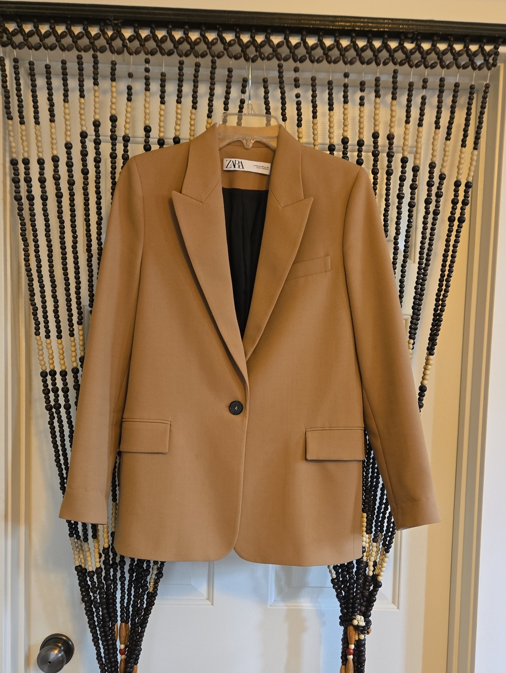 ZARA Camel Single-Button Notch Lapel Blazer